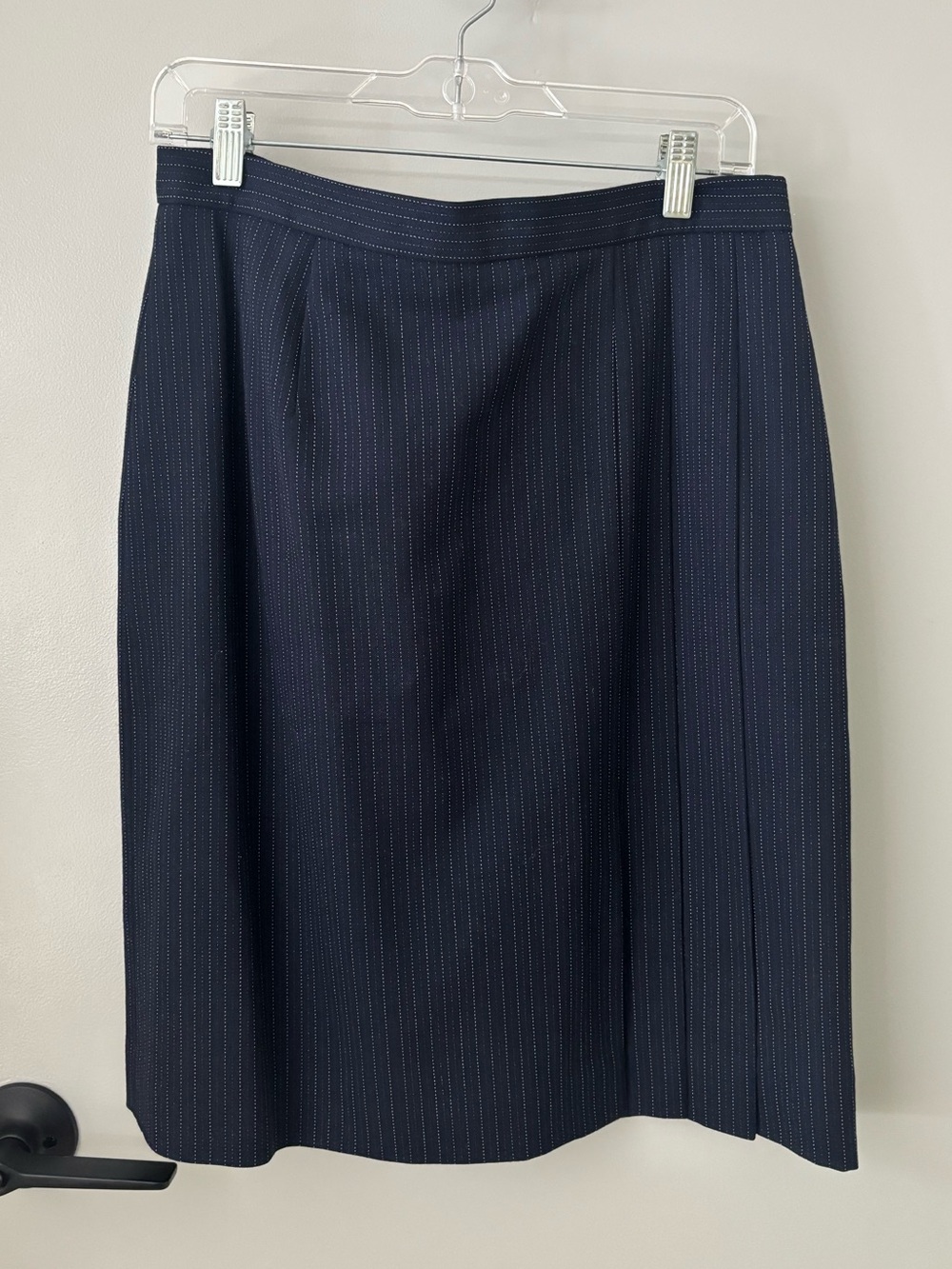 Vintage JH Collectibles Navy Pinstripe Wool Skirt